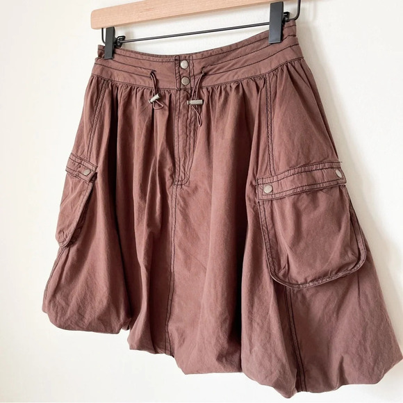 Anthropologie Pilcro Parachute Mini Skirt 0 Washed Brown Cargo Pockets Gorpcore - Picture 4 of 11